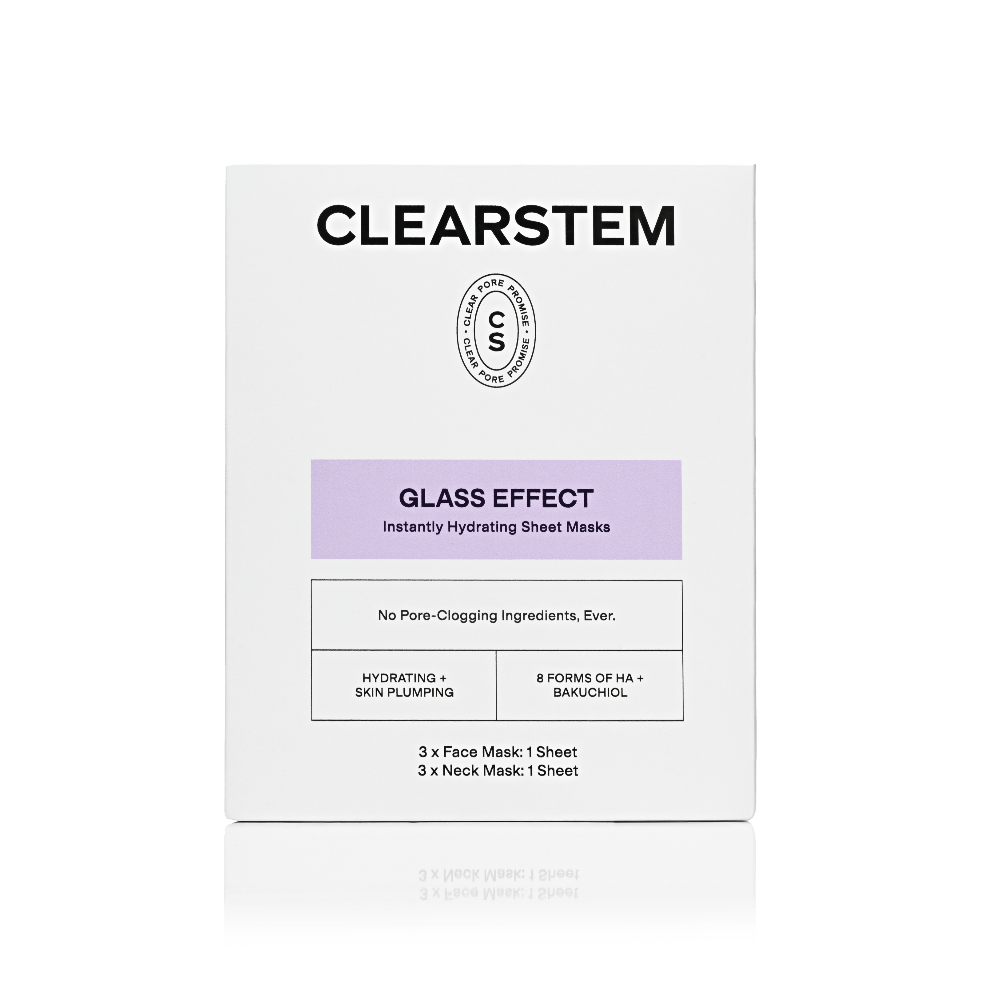 GLASS EFFECT sheet mask for glass skin packaging and contents