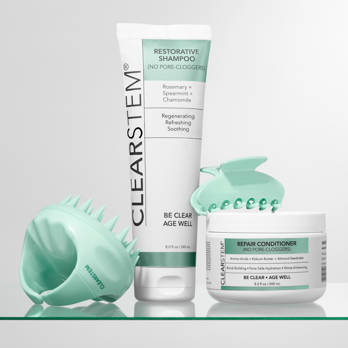 CLEARSTEM acne-safe shampoo and conditioner
