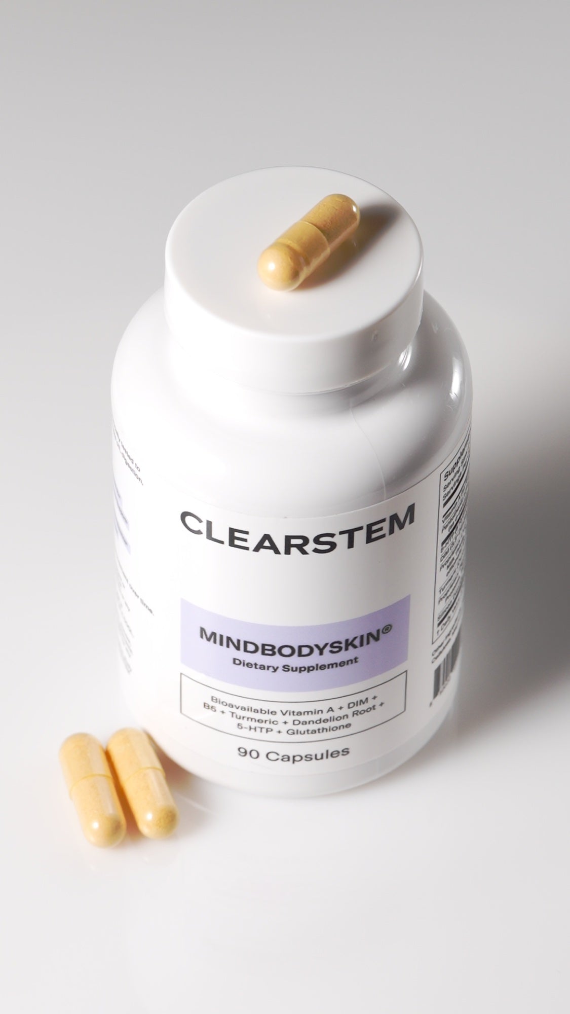 CLEARSTEM MINDBODYSKIN® bottle with capsule on lid